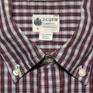 J.Crew Shirtings Tailored‎ Fit Red Green Plaid Casual L/S Button Up Men's Large